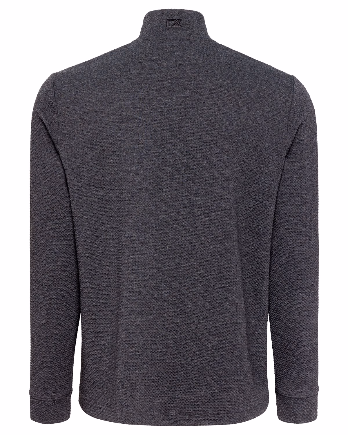 Custom Cutter & Buck Drift Epic Versatility Recycled Textured Knit Mens Quarter Zip — Black flat front