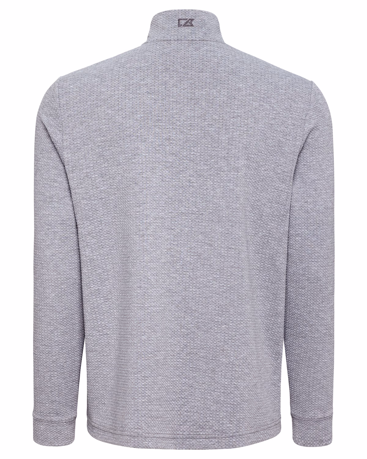 Custom Cutter & Buck Drift Epic Versatility Recycled Textured Knit Mens Quarter Zip — CONCRETE flat front