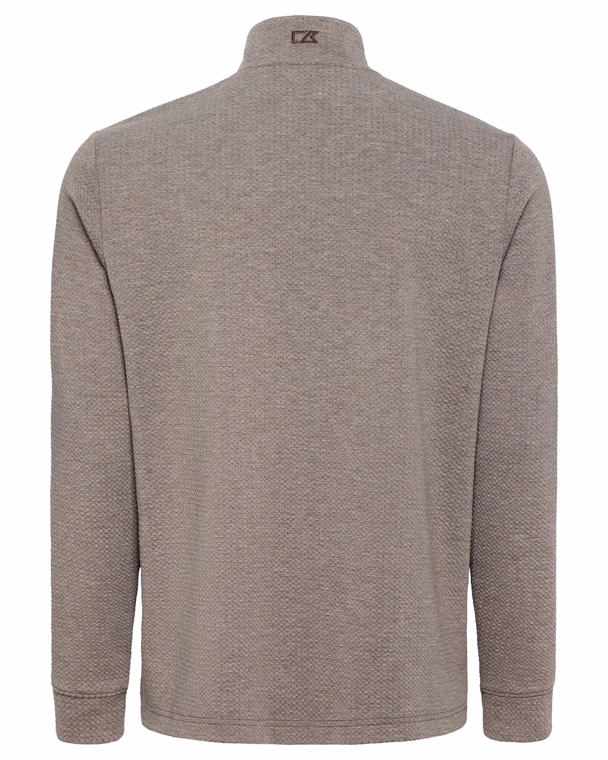 Custom Cutter & Buck Drift Epic Versatility Recycled Textured Knit Mens Quarter Zip — Mushroom flat front