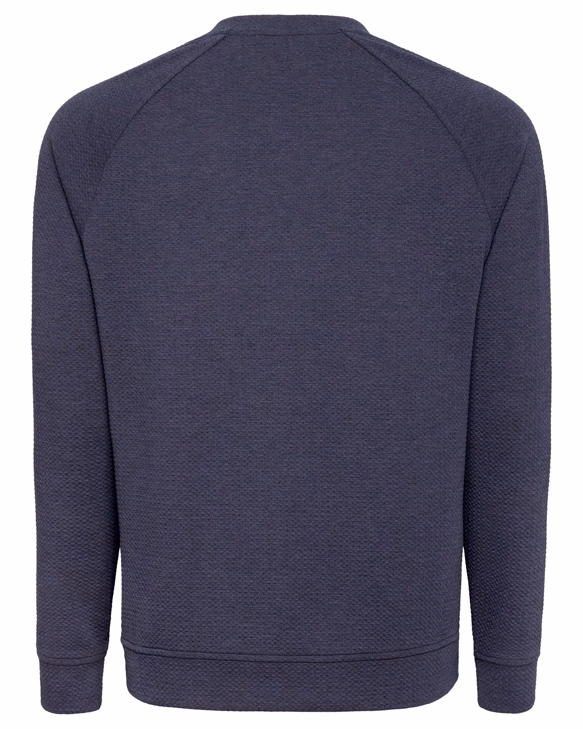 Custom Cutter & Buck Drift Epic Confidence Recycled Textured Knit Mens Crewneck Pullover — Navy Blue flat front