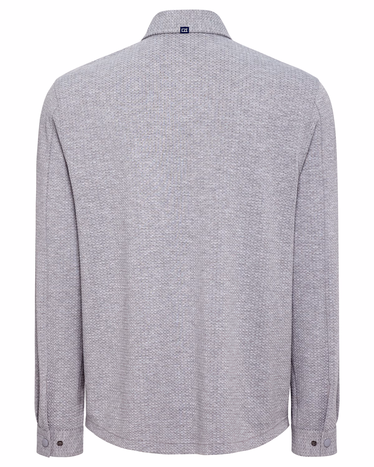 Custom Cutter & Buck Drift Textured Knit Recycled Mens Shirt Jacket — CONCRETE flat front