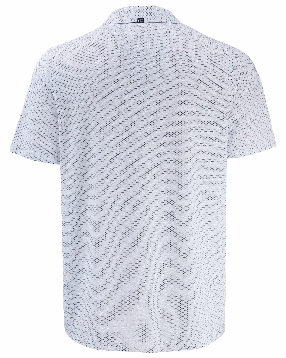 Custom Cutter & Buck Virtue Recycled Hex Print Featherlight Pique Mens Polo — Tour Blue flat front