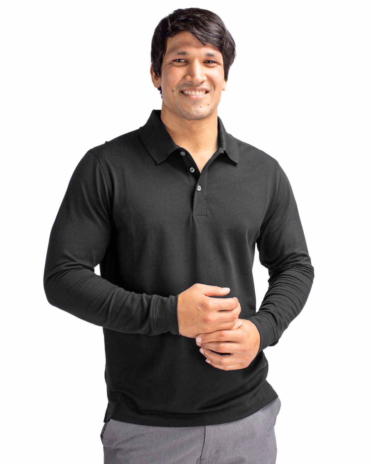 Custom Cutter & Buck Advantage Recycled Cotton-Blend Pique Mens Long Sleeve Polo