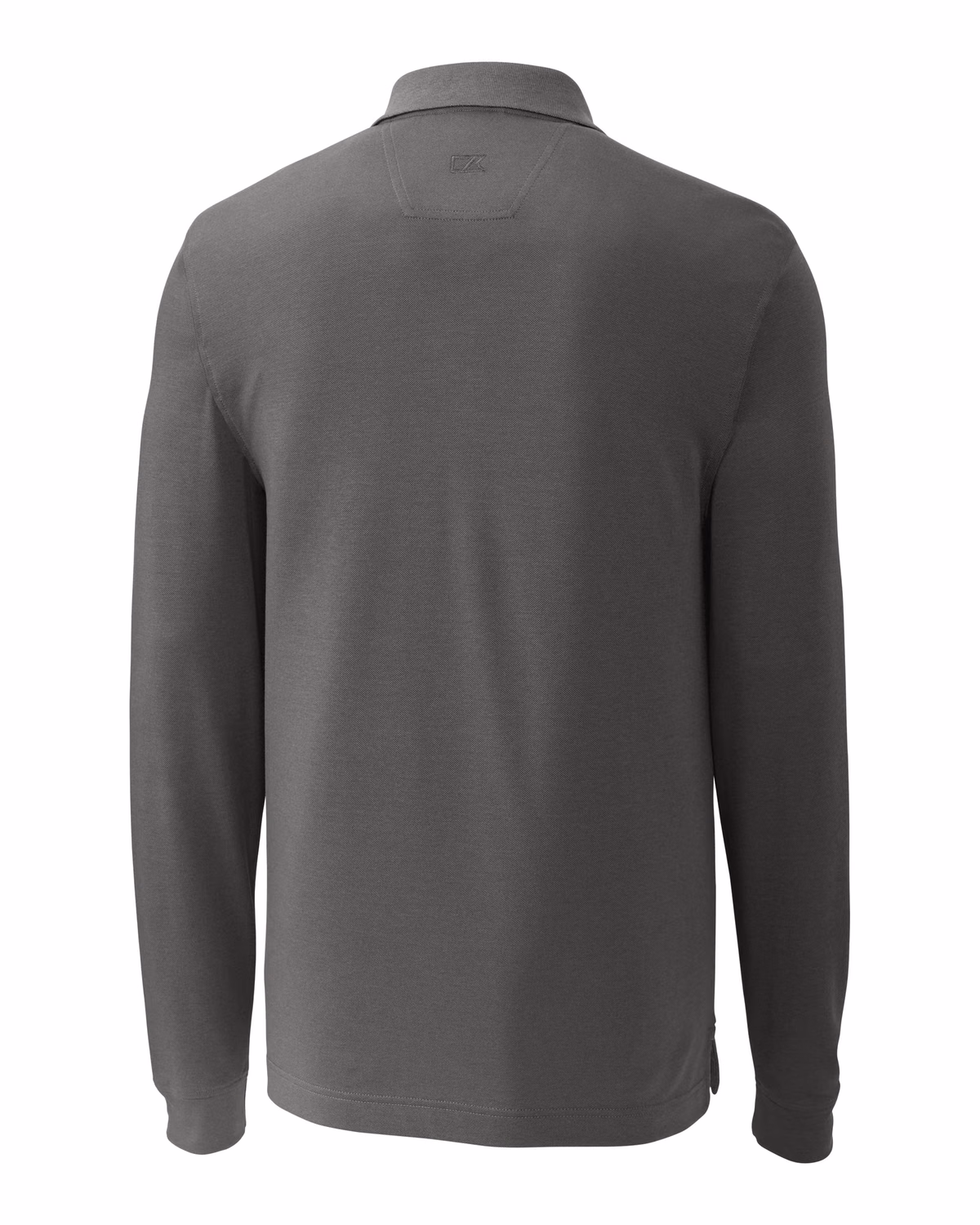 Custom Cutter & Buck Advantage Recycled Cotton-Blend Pique Mens Long Sleeve Polo — Elemental Grey flat front