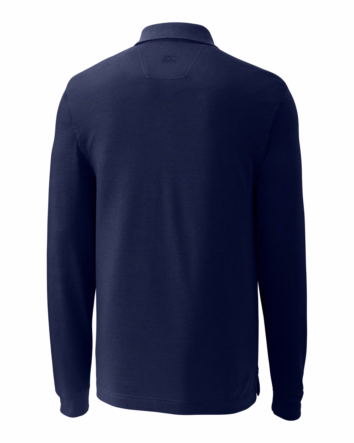 Custom Cutter & Buck Advantage Recycled Cotton-Blend Pique Mens Long Sleeve Polo — Liberty Navy flat front