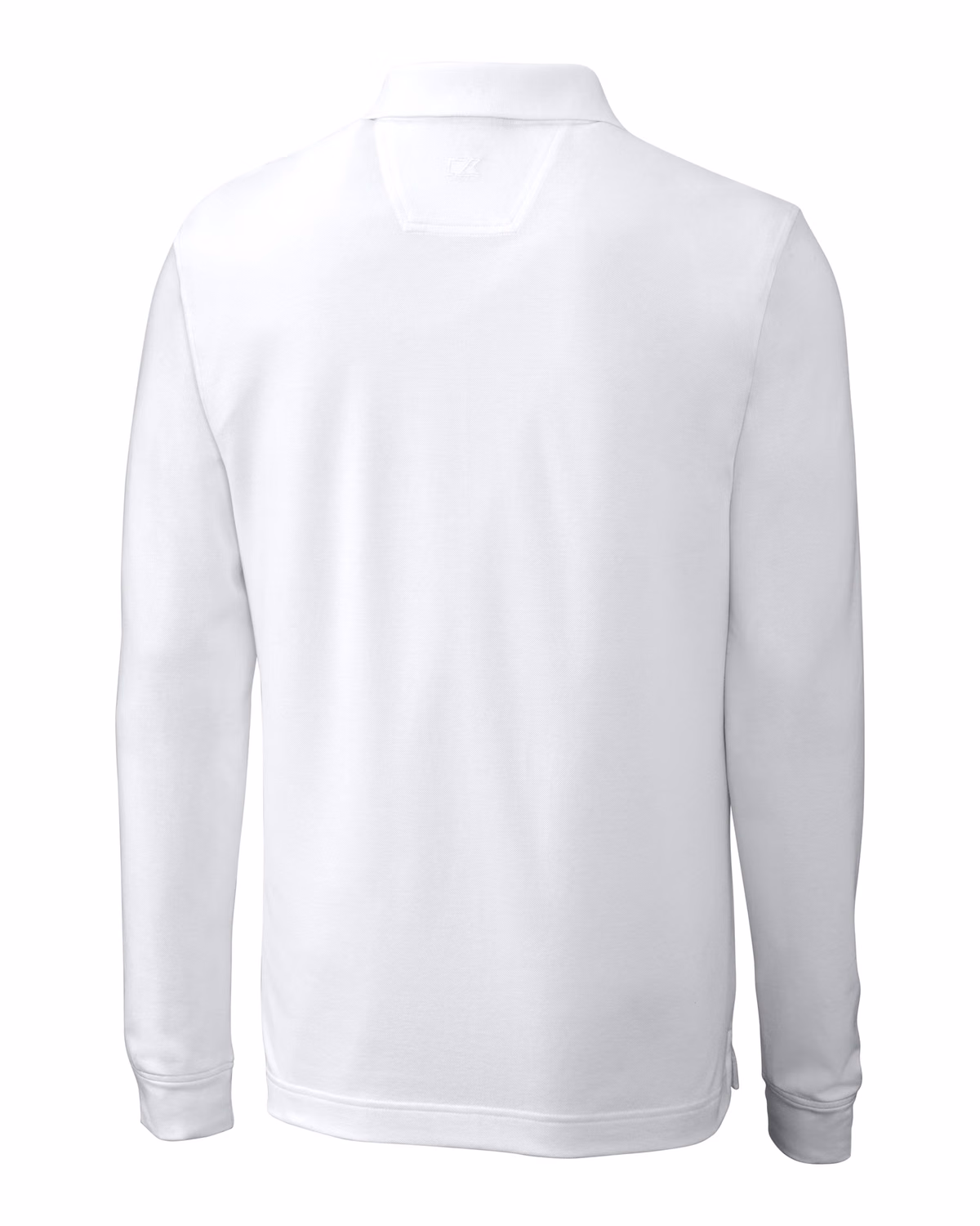 Custom Cutter & Buck Advantage Recycled Cotton-Blend Pique Mens Long Sleeve Polo — White flat front
