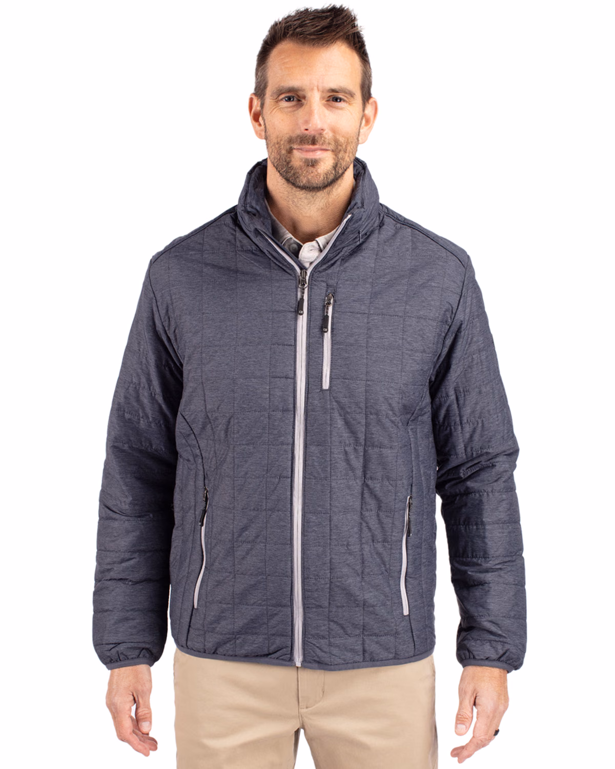 Custom Cutter & Buck Rainier Recycled Insulated Puffer Mens Full Zip Jacket