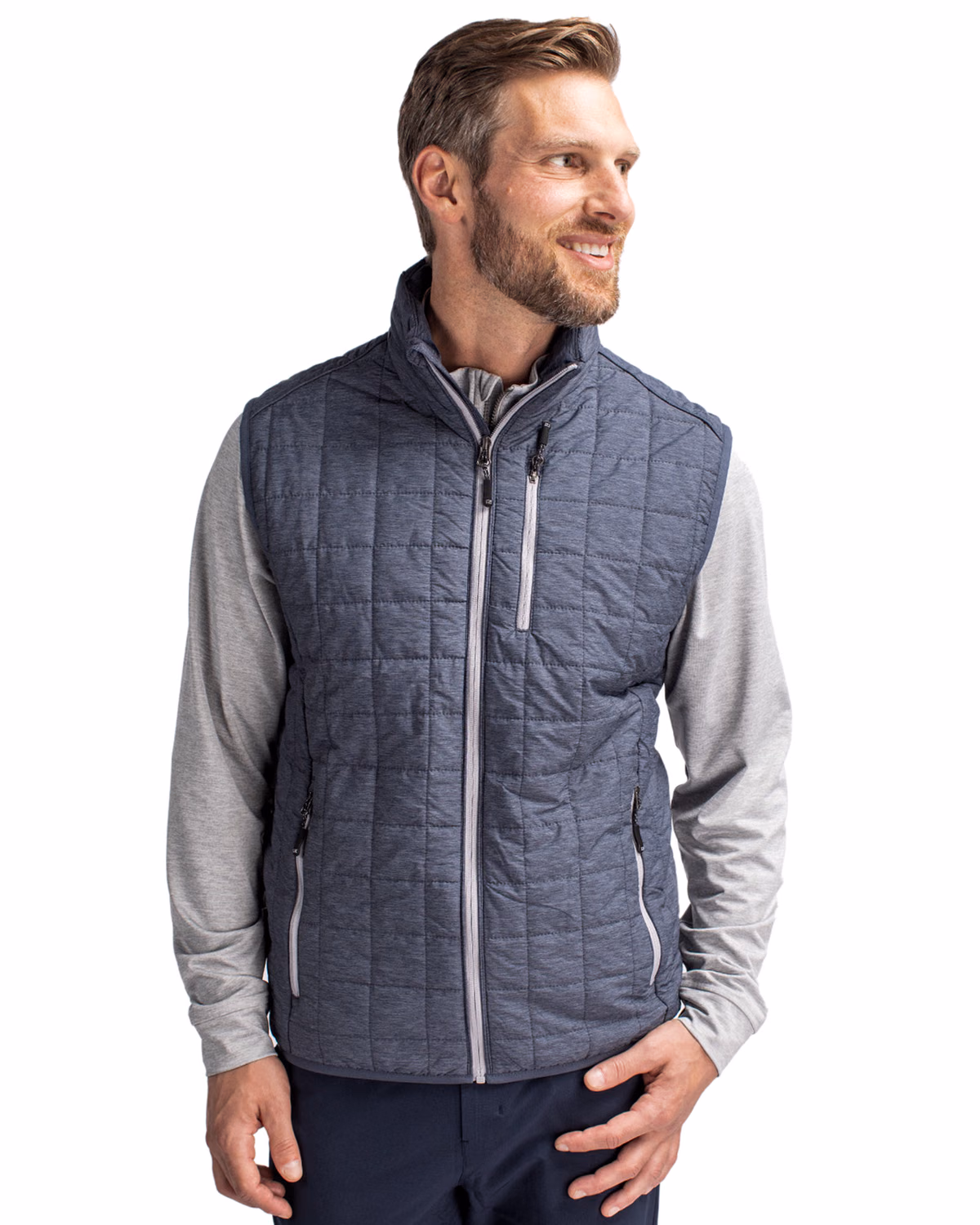 Custom Cutter & Buck Rainier Recycled Insulated Puffer Mens Full Zip Vest