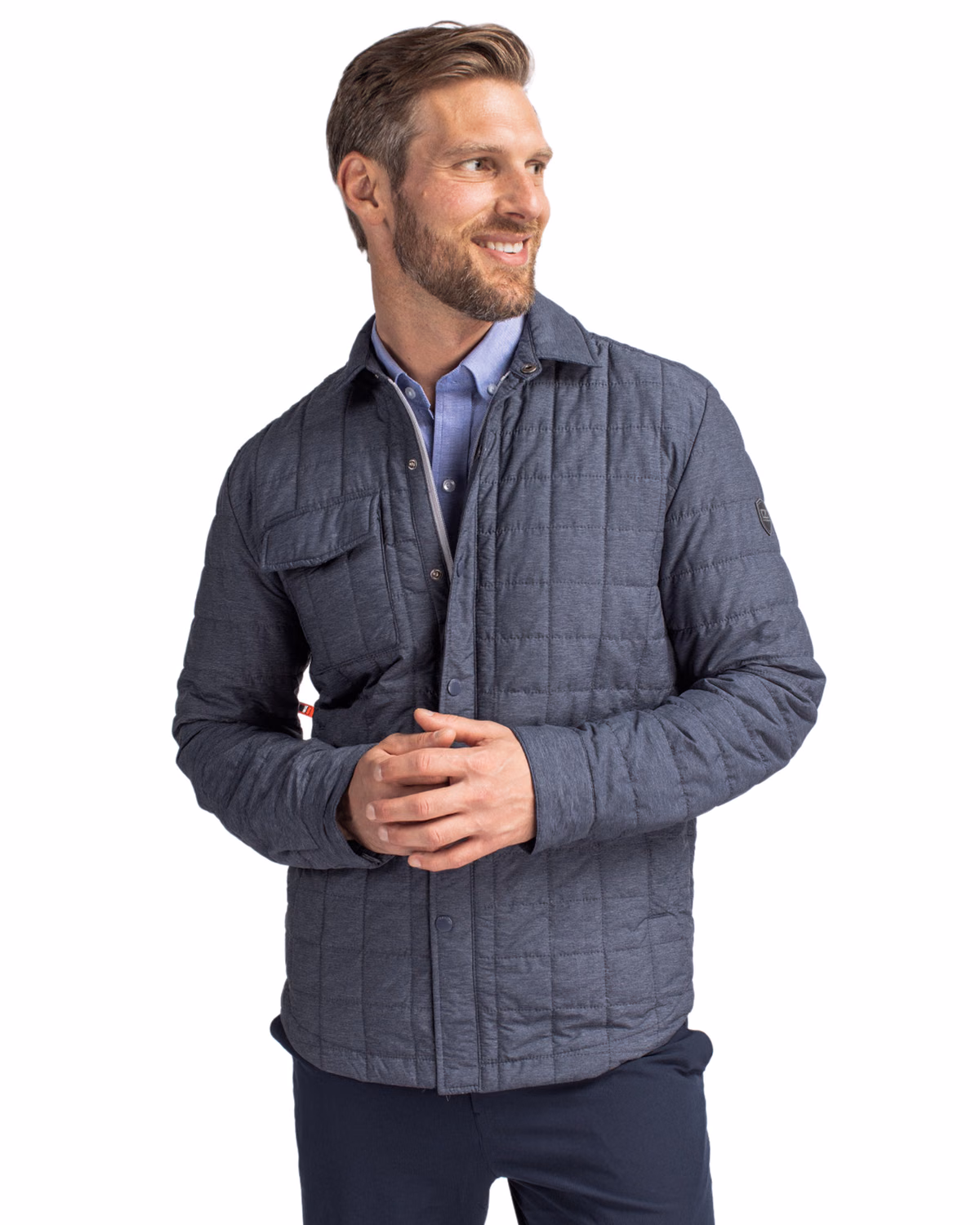 Custom Cutter & Buck Rainier Recycled Insulated Puffer Mens Full Zip Shirt Jacket