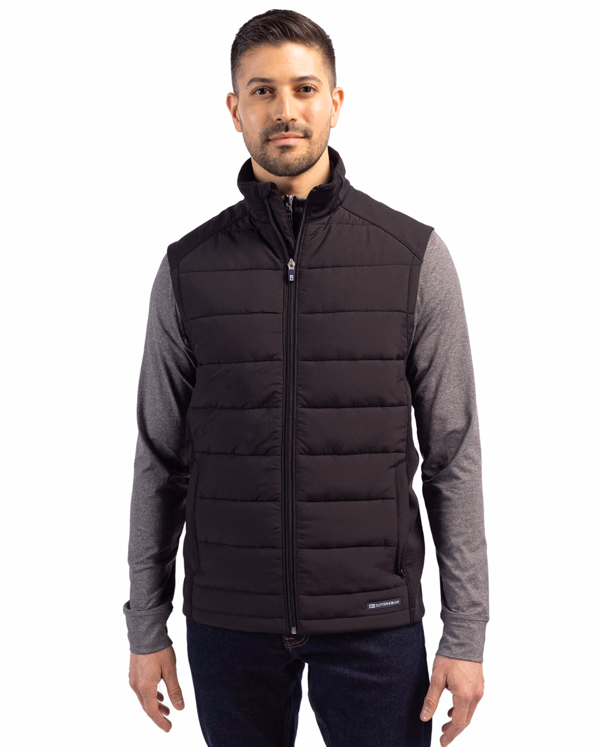 Custom Cutter & Buck Evoke Recycled Honeycomb Fleece Mens Hybrid Full Zip Vest