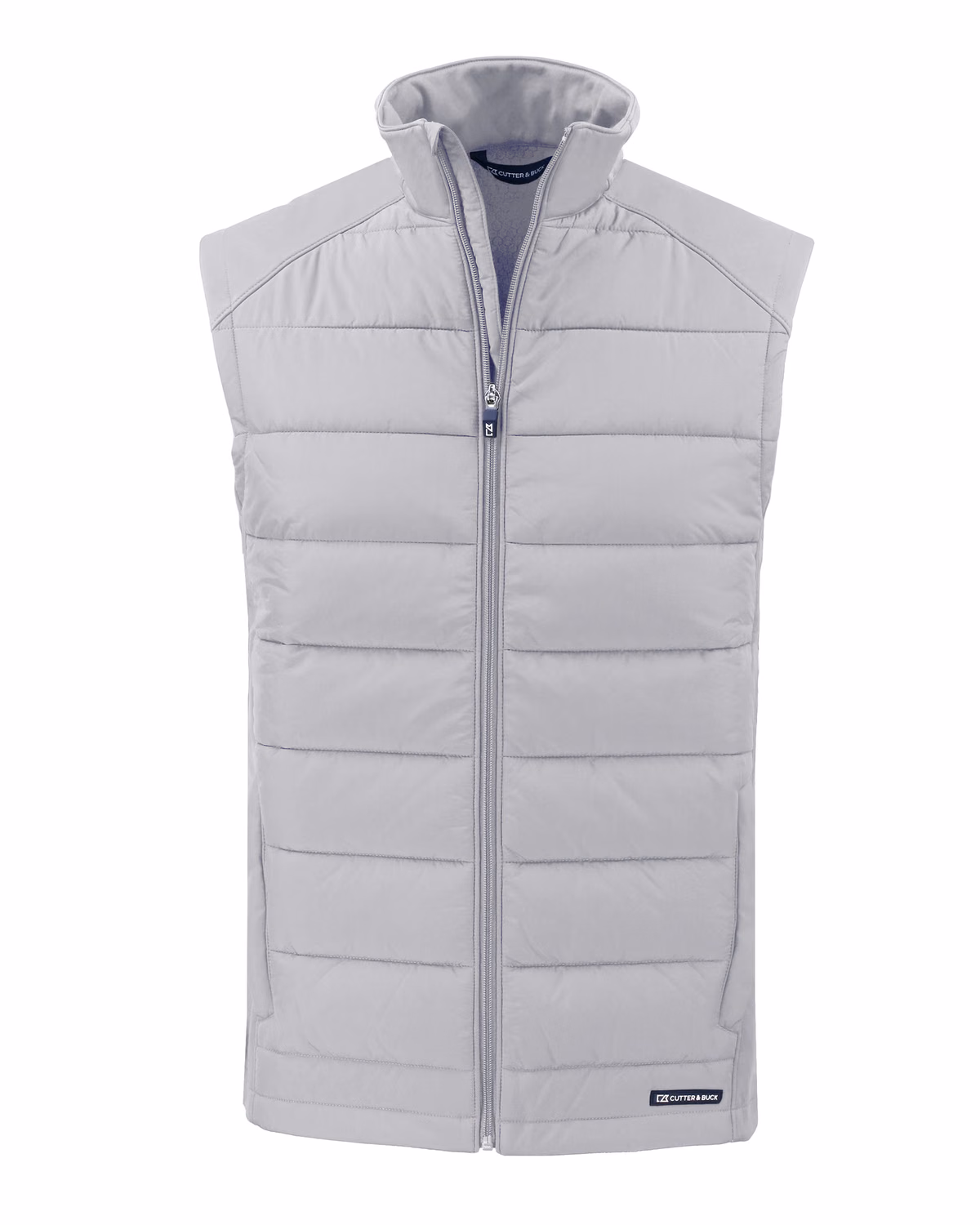 Custom Cutter & Buck Evoke Recycled Honeycomb Fleece Mens Hybrid Full Zip Vest — CONCRETE flat front
