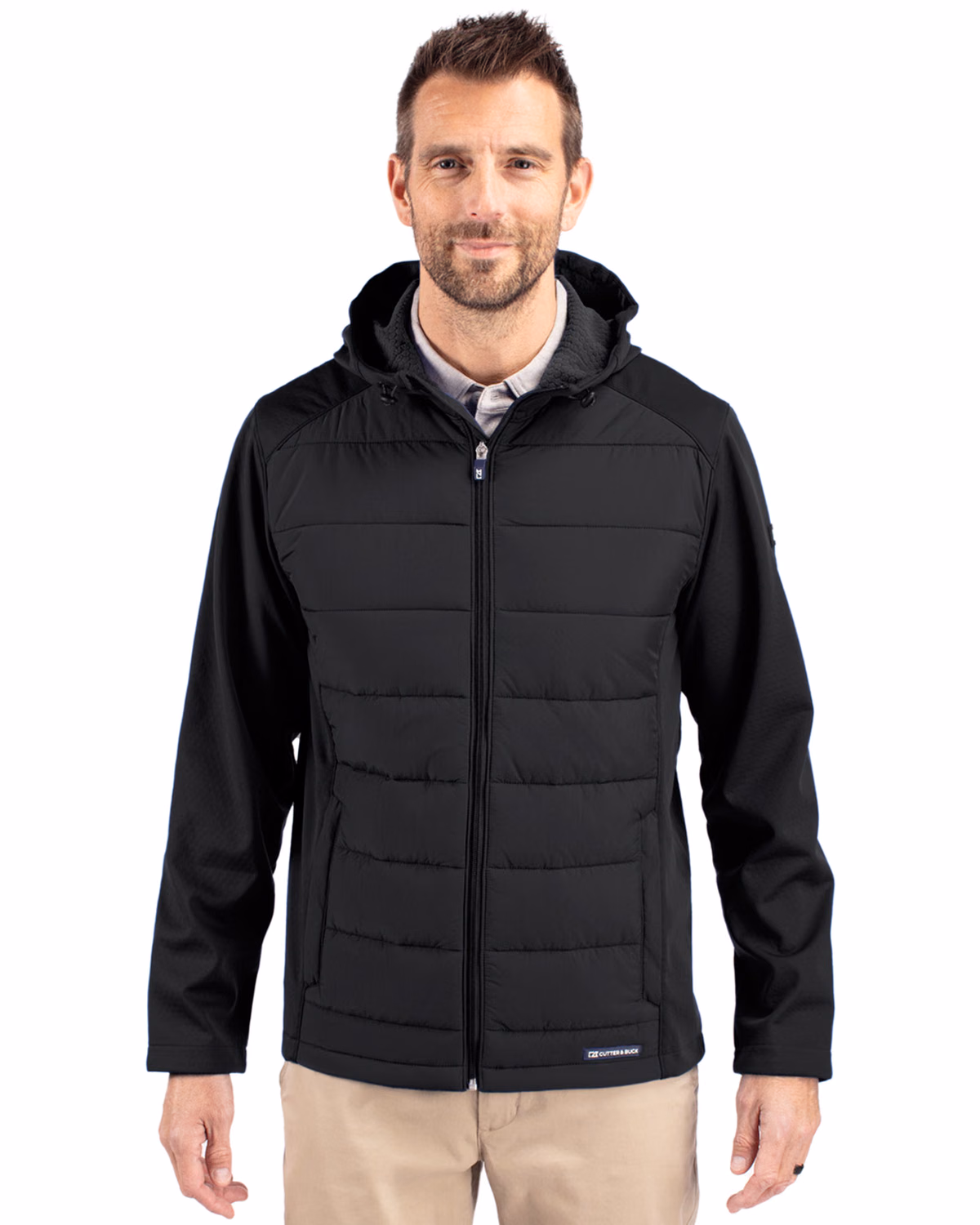 Custom Cutter & Buck Evoke Recycled Honeycomb Fleece Mens Hybrid Full Zip Jacket
