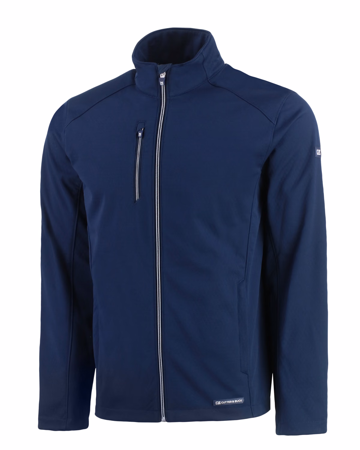 Custom Cutter & Buck Evoke Recycled Honeycomb Fleece Mens Full Zip Jacket — Navy Blue flat front