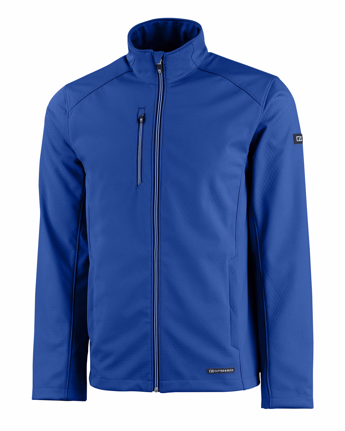 Custom Cutter & Buck Evoke Recycled Honeycomb Fleece Mens Full Zip Jacket — Tour Blue flat front