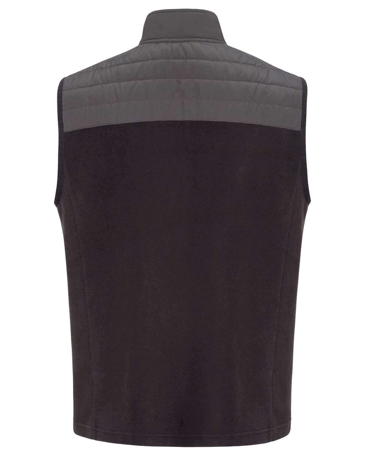 Custom Cutter & Buck Woodland Epic Versatility Recycled Insulated Hybrid Fleece Mens Full Zip Vest — Black flat front