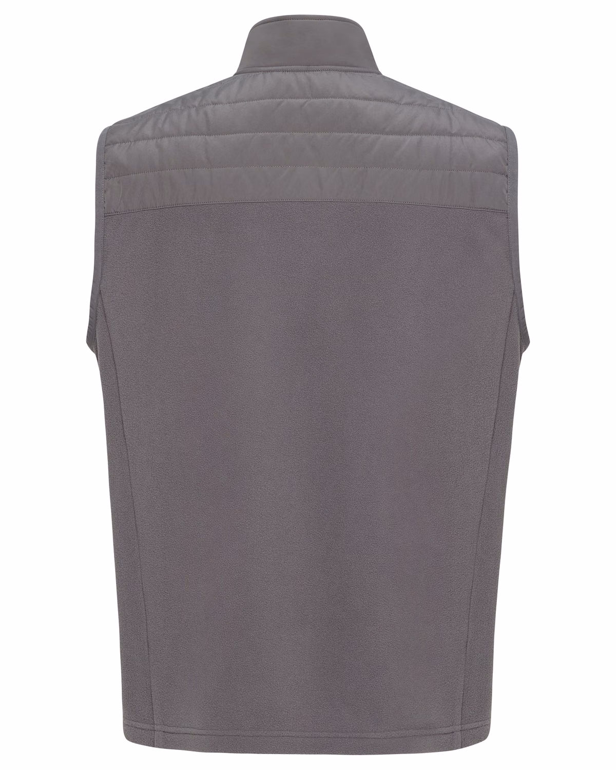 Custom Cutter & Buck Woodland Epic Versatility Recycled Insulated Hybrid Fleece Mens Full Zip Vest — Elemental Grey flat…