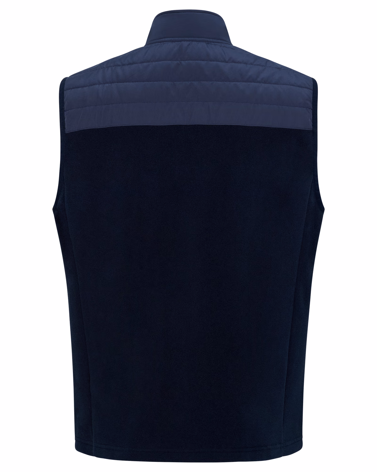 Custom Cutter & Buck Woodland Epic Versatility Recycled Insulated Hybrid Fleece Mens Full Zip Vest — Navy Blue flat front