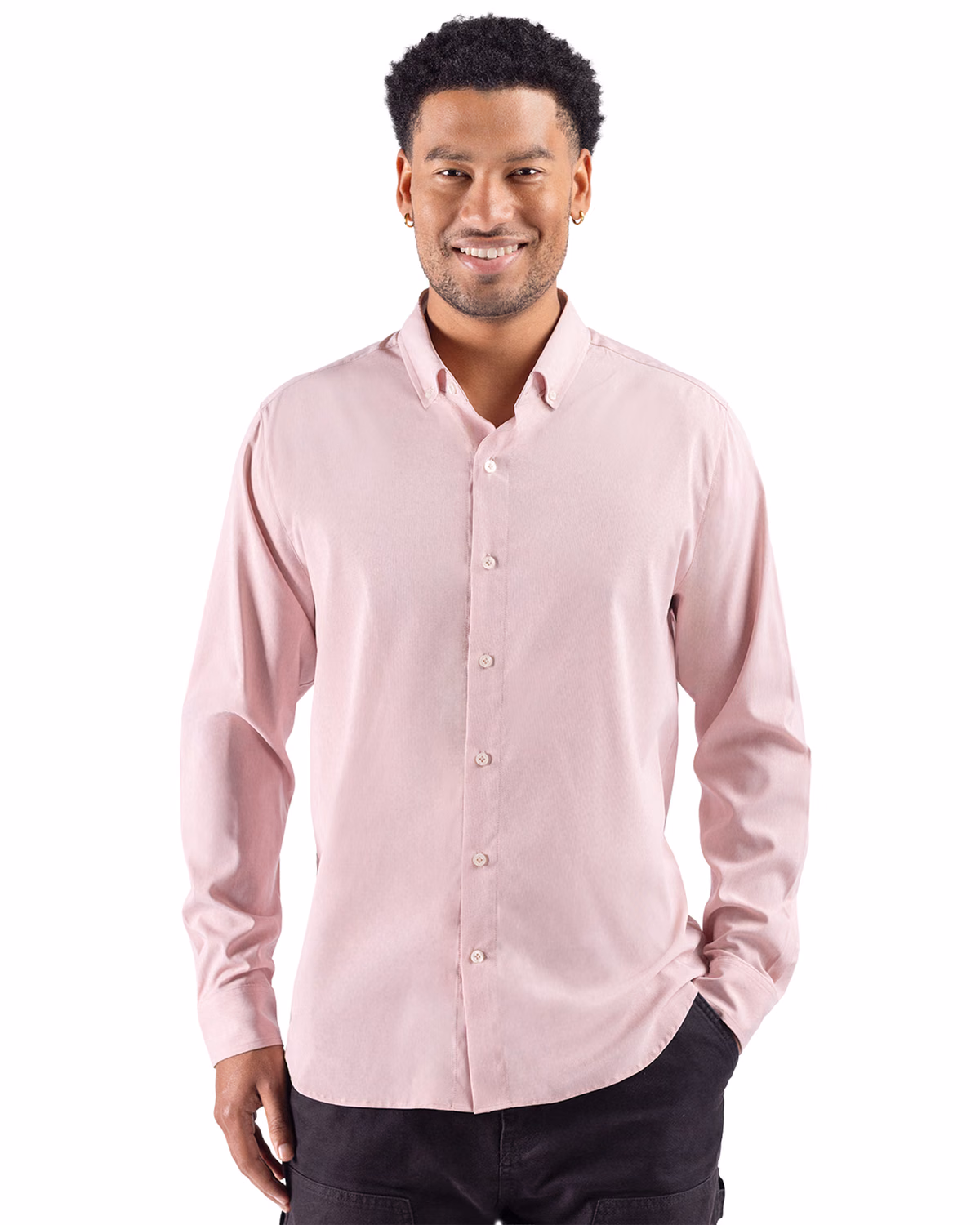Custom Cutter & Buck Skyline End on End Recycled Long Sleeve Mens Dress Shirt — Red front