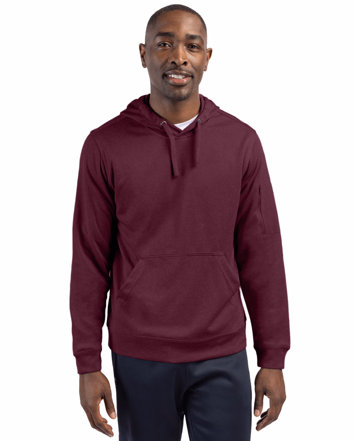 Custom Clique Lift Solution-dyed Performance Unisex Hooded Pullover Sweatshirt — Burgundy front