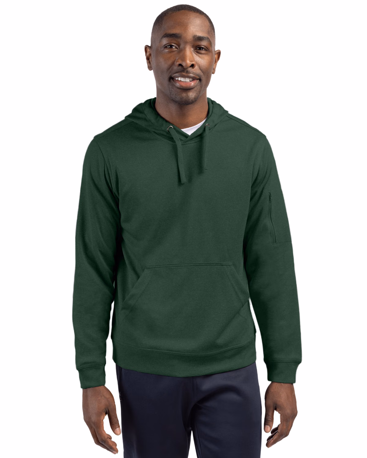 Custom Clique Lift Solution-dyed Performance Unisex Hooded Pullover Sweatshirt — Bottle Green front