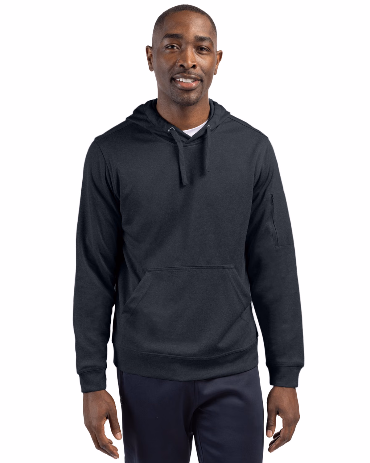 Custom Clique Lift Solution-dyed Performance Unisex Hooded Pullover Sweatshirt — Navy front