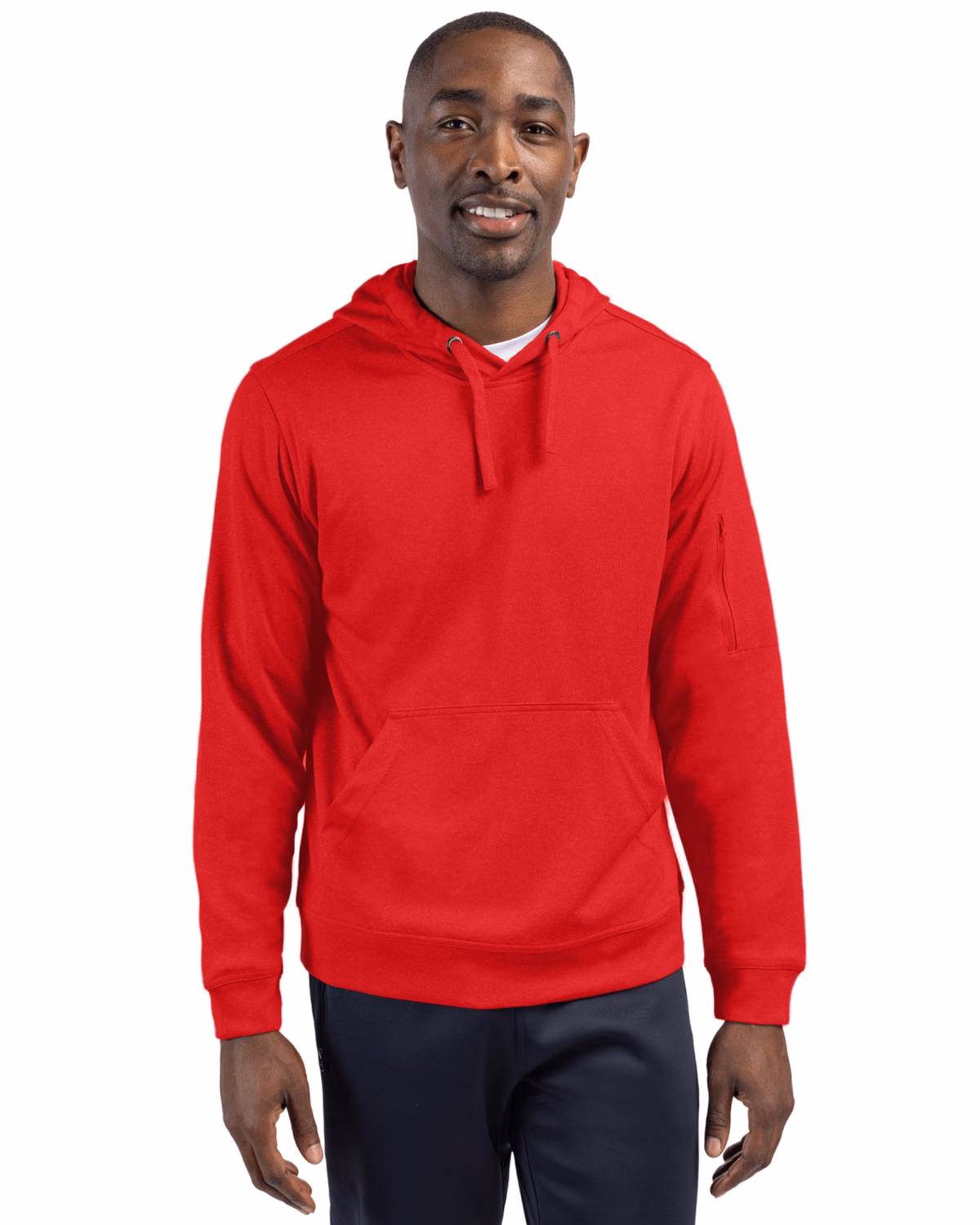 Custom Clique Lift Solution-dyed Performance Unisex Hooded Pullover Sweatshirt — Red front