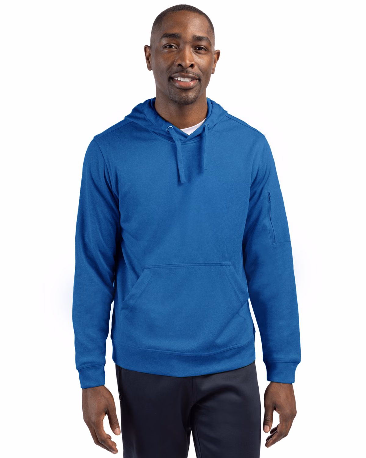 Custom Clique Lift Solution-dyed Performance Unisex Hooded Pullover Sweatshirt — Royal Blue front