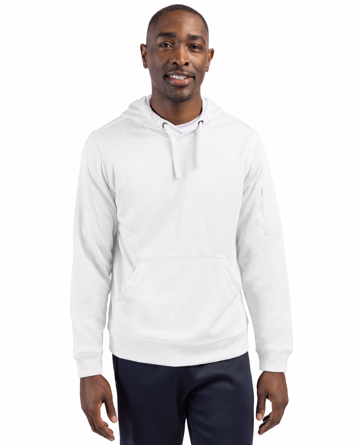 Custom Clique Lift Solution-dyed Performance Unisex Hooded Pullover Sweatshirt — White front