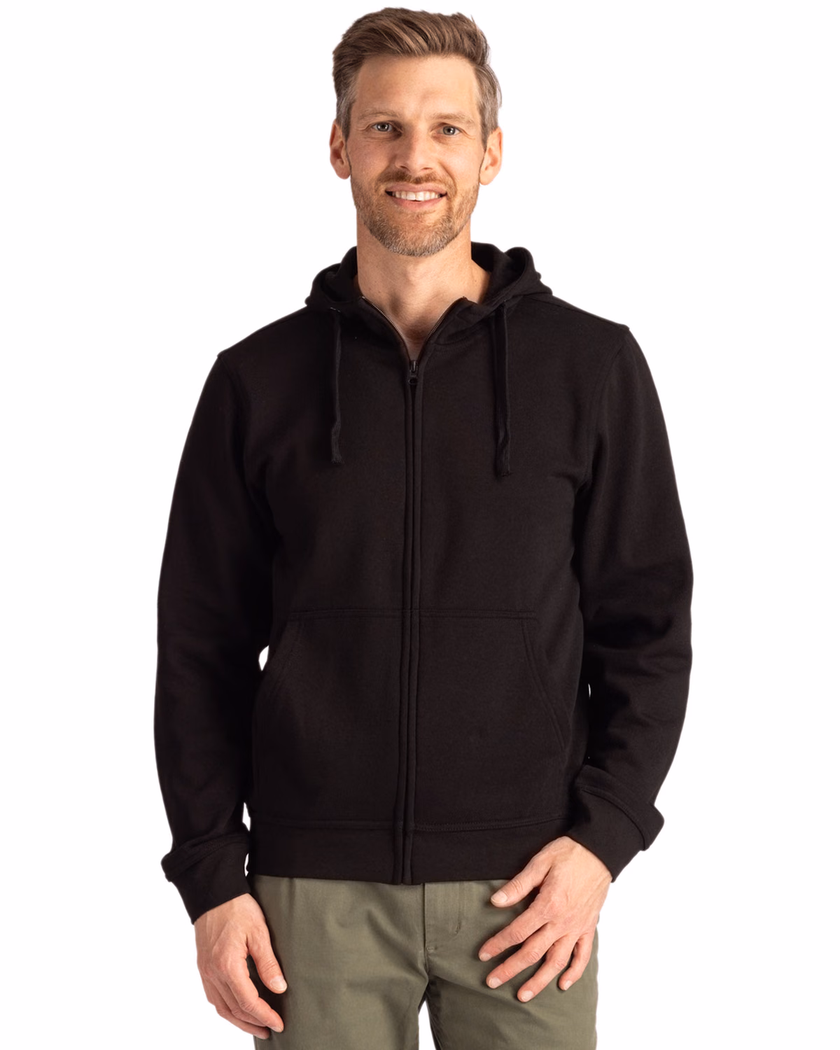 Custom Clique Stockholm Unisex Full Zip Hooded Sweatshirt — Black front