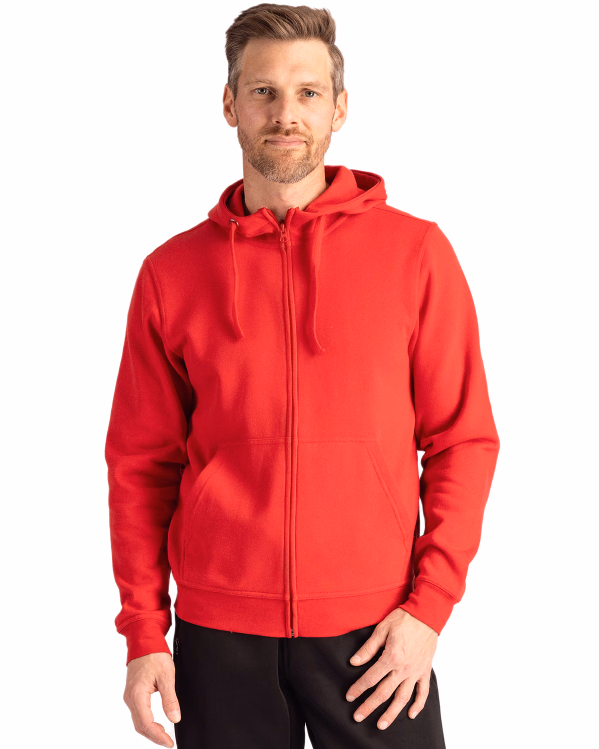 Custom Clique Stockholm Unisex Full Zip Hooded Sweatshirt — Red front