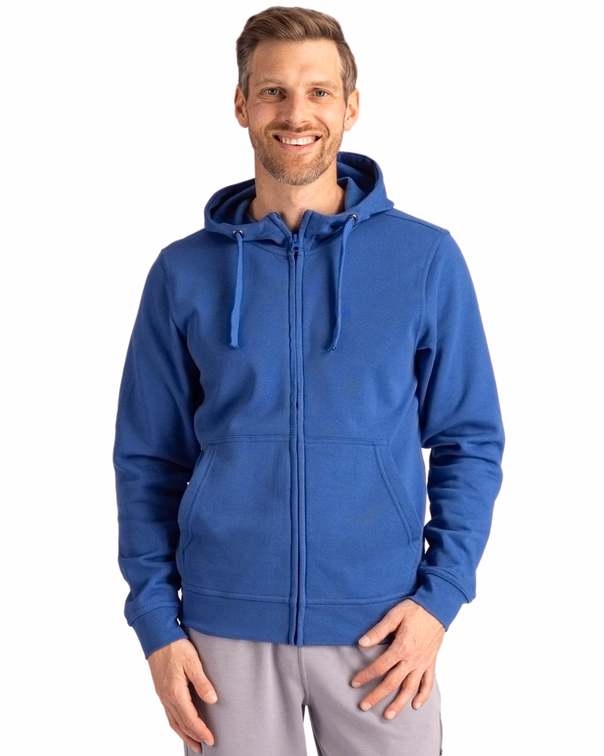 Custom Clique Stockholm Unisex Full Zip Hooded Sweatshirt — Royal Blue front