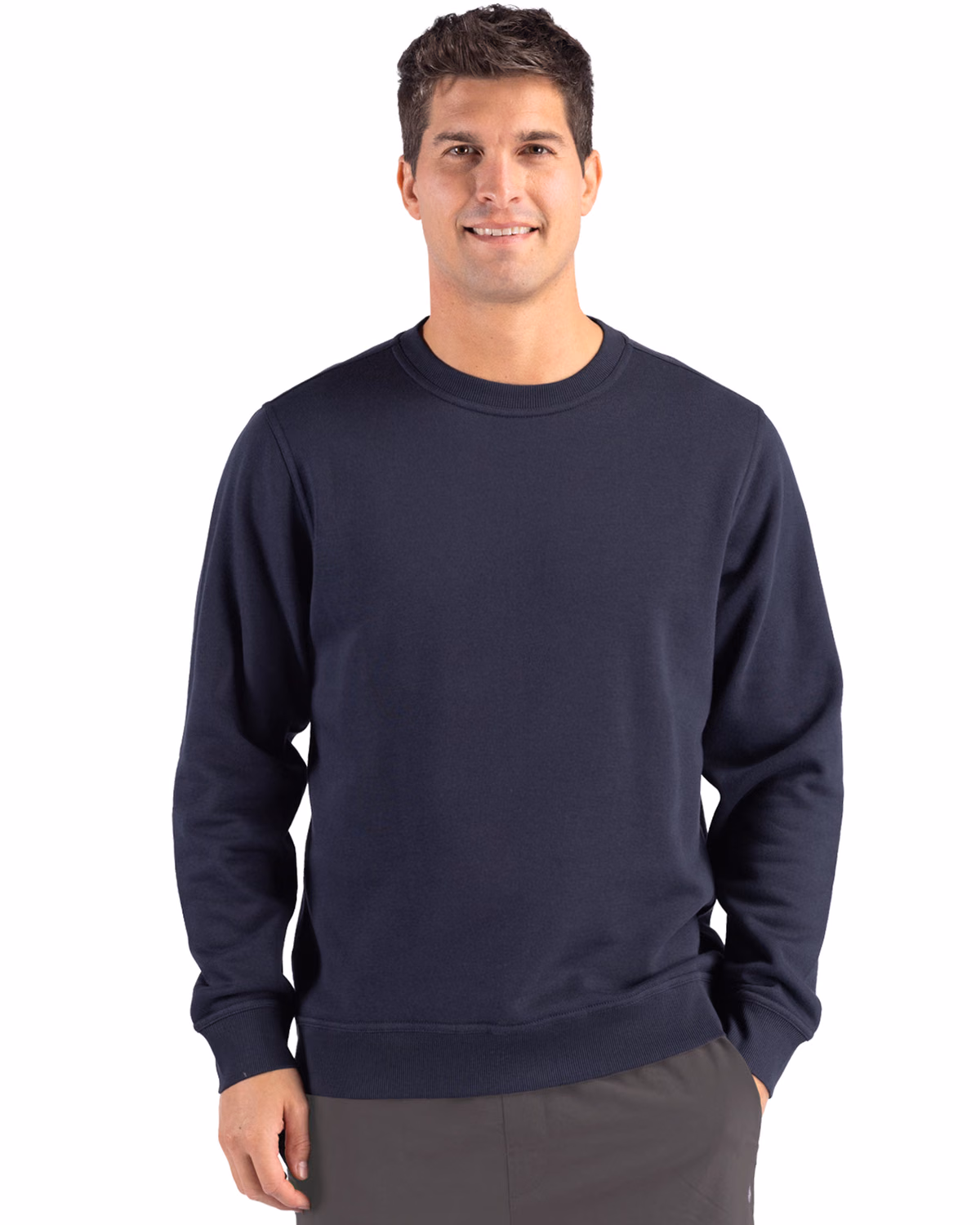 Custom Clique Drive Recycled Unisex Crewneck Sweatshirt — Dark Navy front