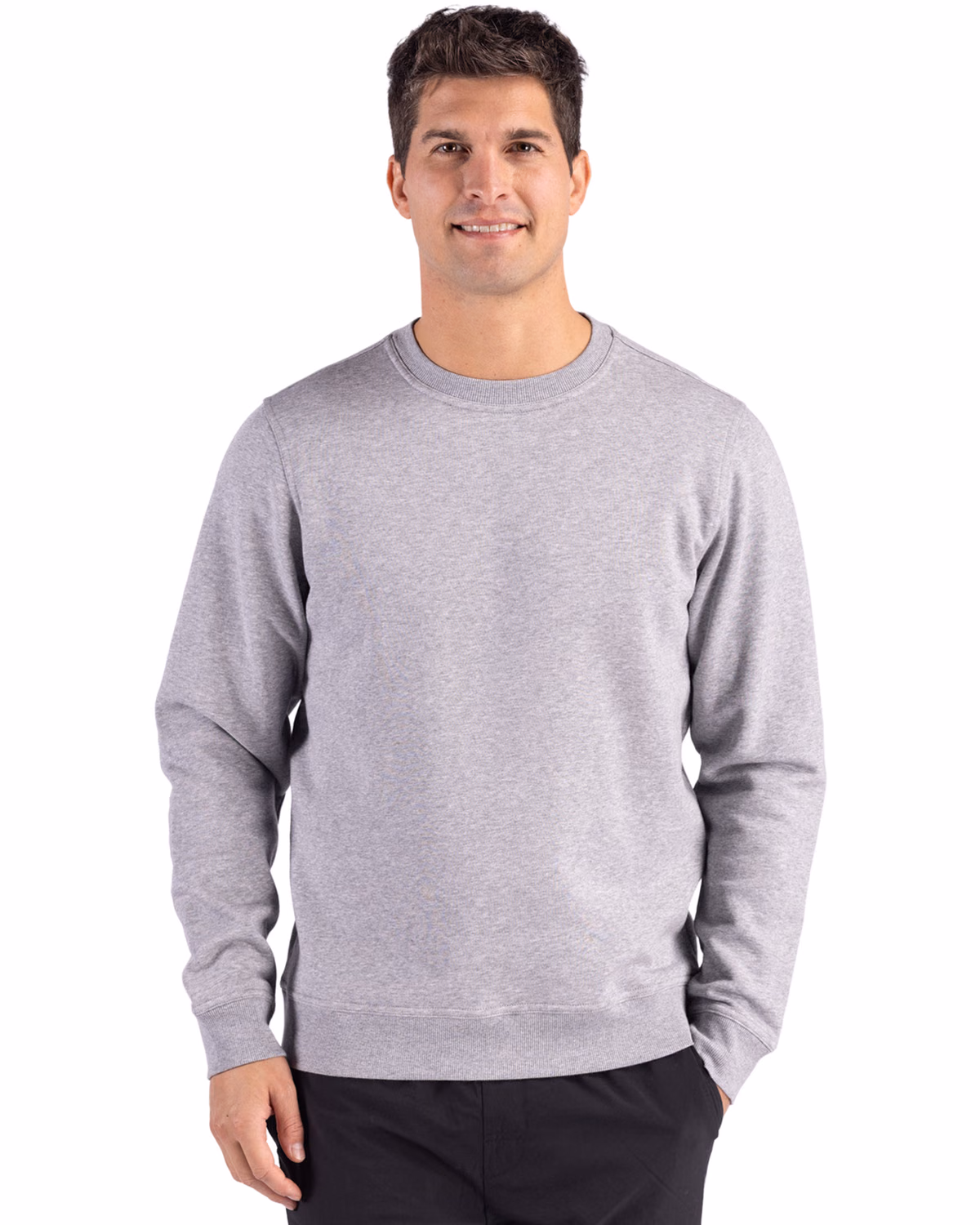 Custom Clique Drive Recycled Unisex Crewneck Sweatshirt — Grey Melange front