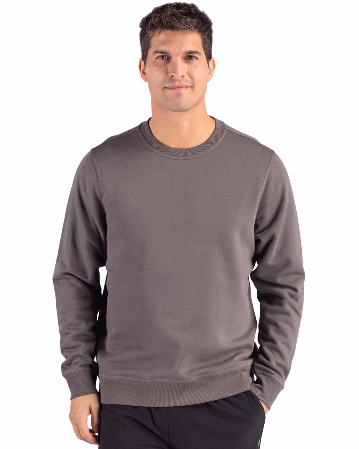 Custom Clique Drive Recycled Unisex Crewneck Sweatshirt — Pure Slate front