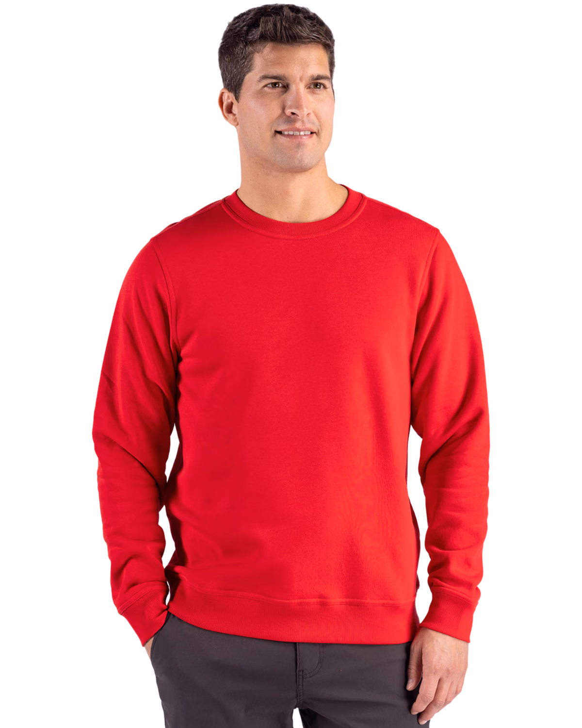 Custom Clique Drive Recycled Unisex Crewneck Sweatshirt — Red front