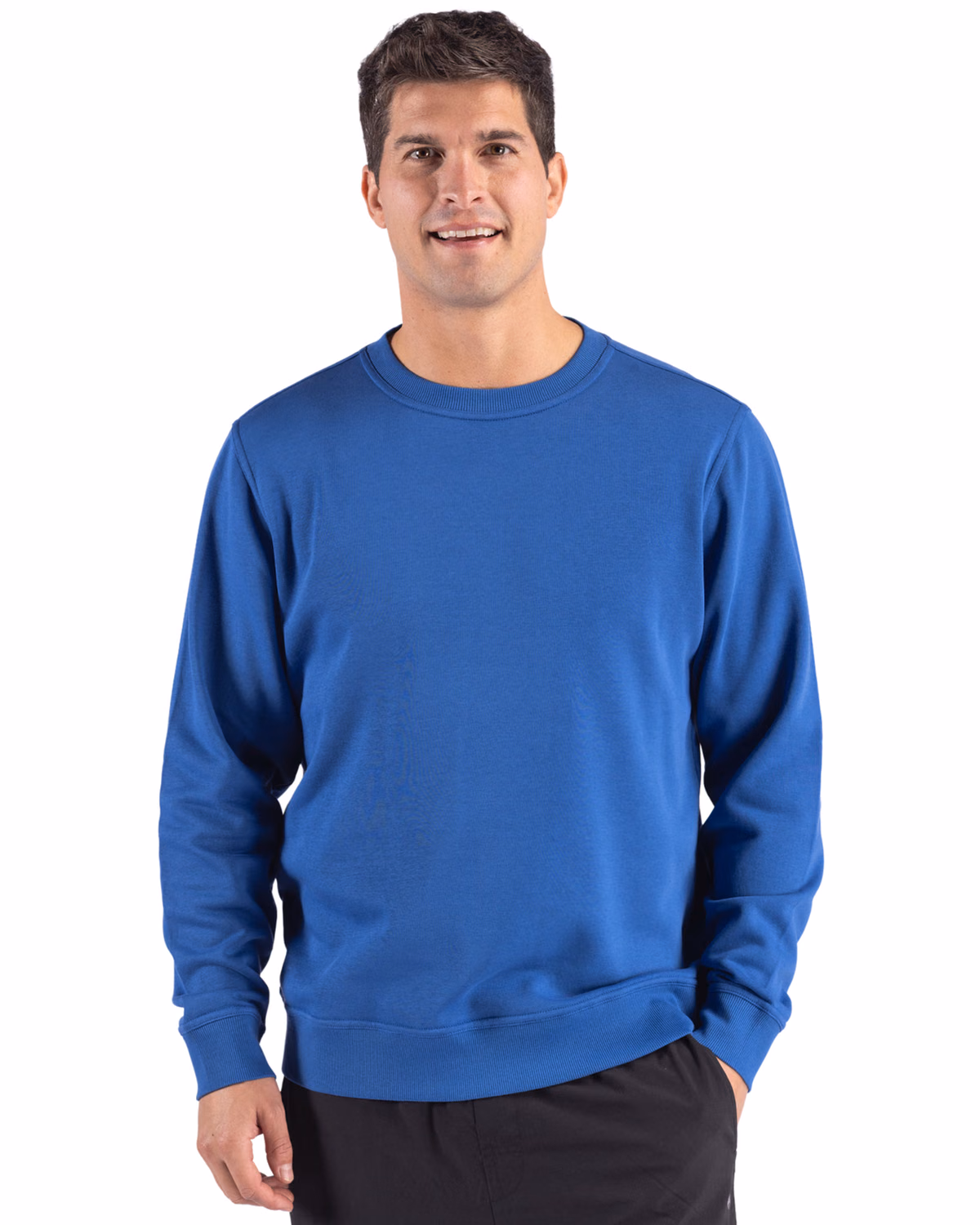 Custom Clique Drive Recycled Unisex Crewneck Sweatshirt — Royal Blue front