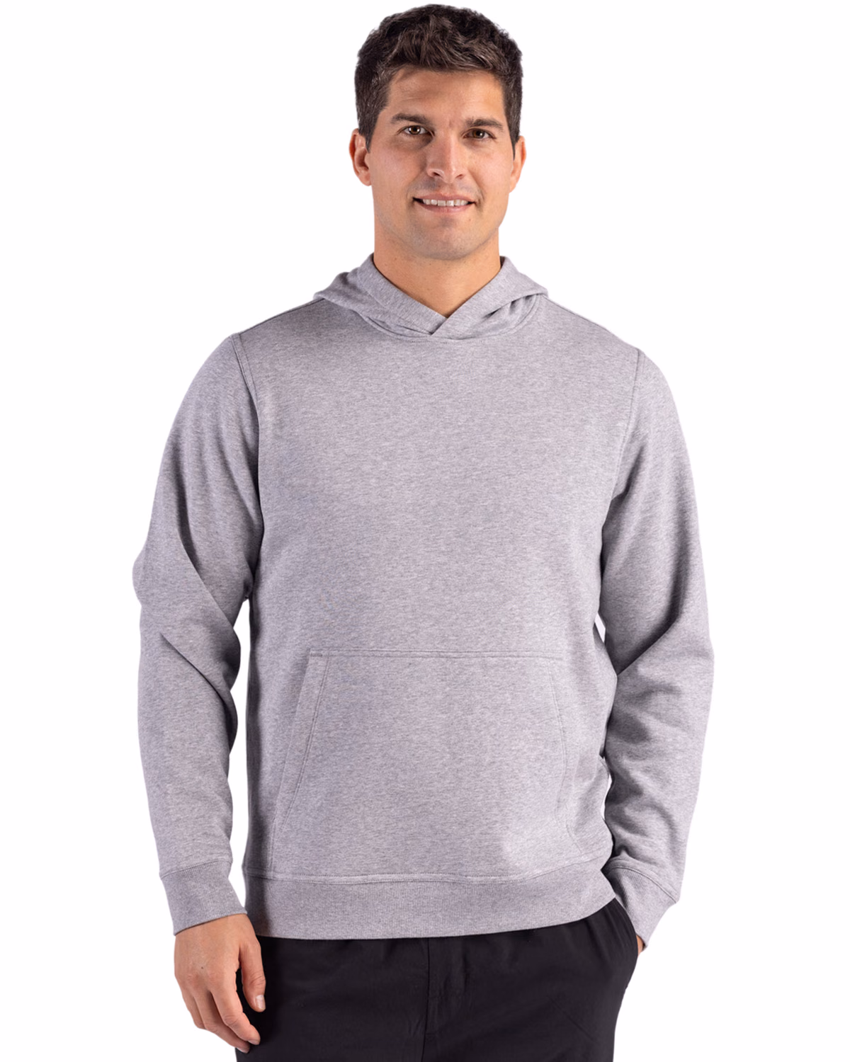 Custom Clique Drive Recycled Unisex Hooded Pullover Sweatshirt — Grey Melange front