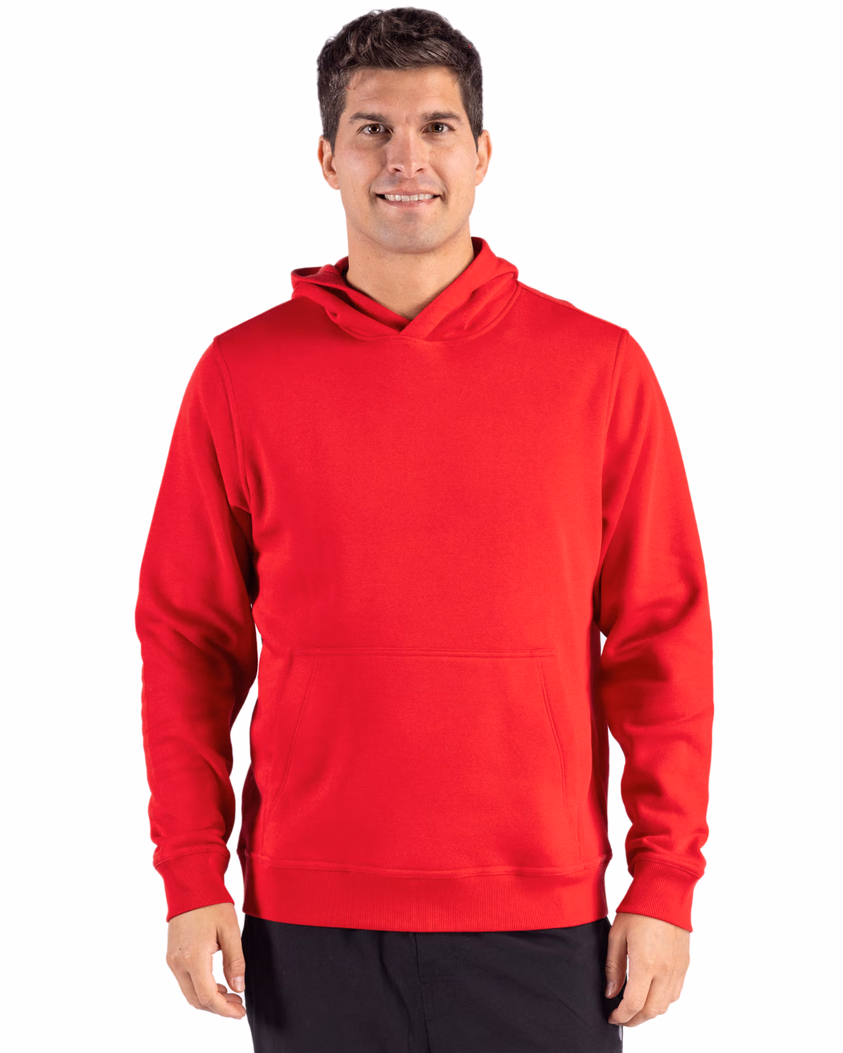 Custom Clique Drive Recycled Unisex Hooded Pullover Sweatshirt — Red front