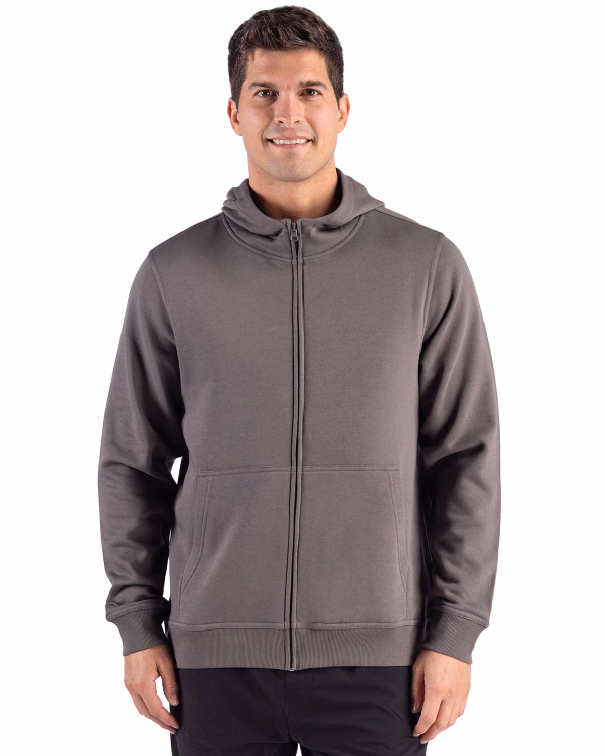 Custom Clique Drive Recycled Unisex Full Zip Hooded Sweatshirt — Pure Slate front