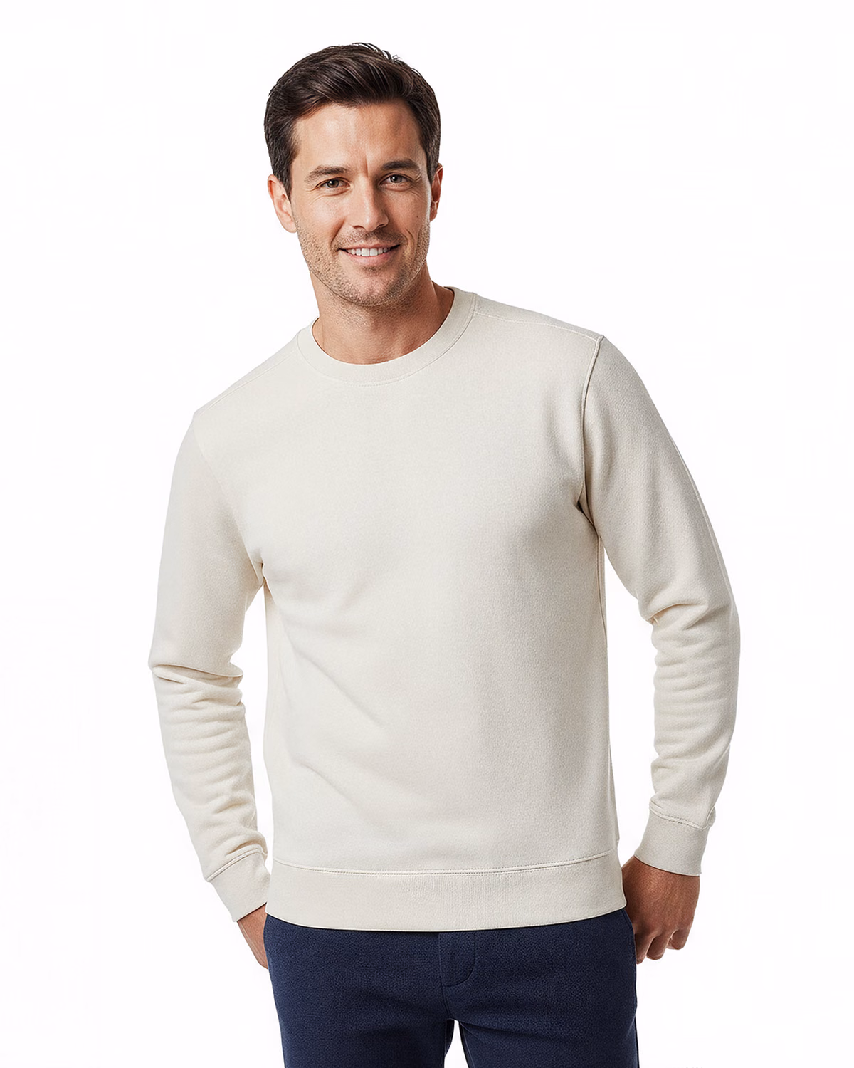 Custom Clique Haven Recycled Mens Crewneck Sweatshirt — Fog front