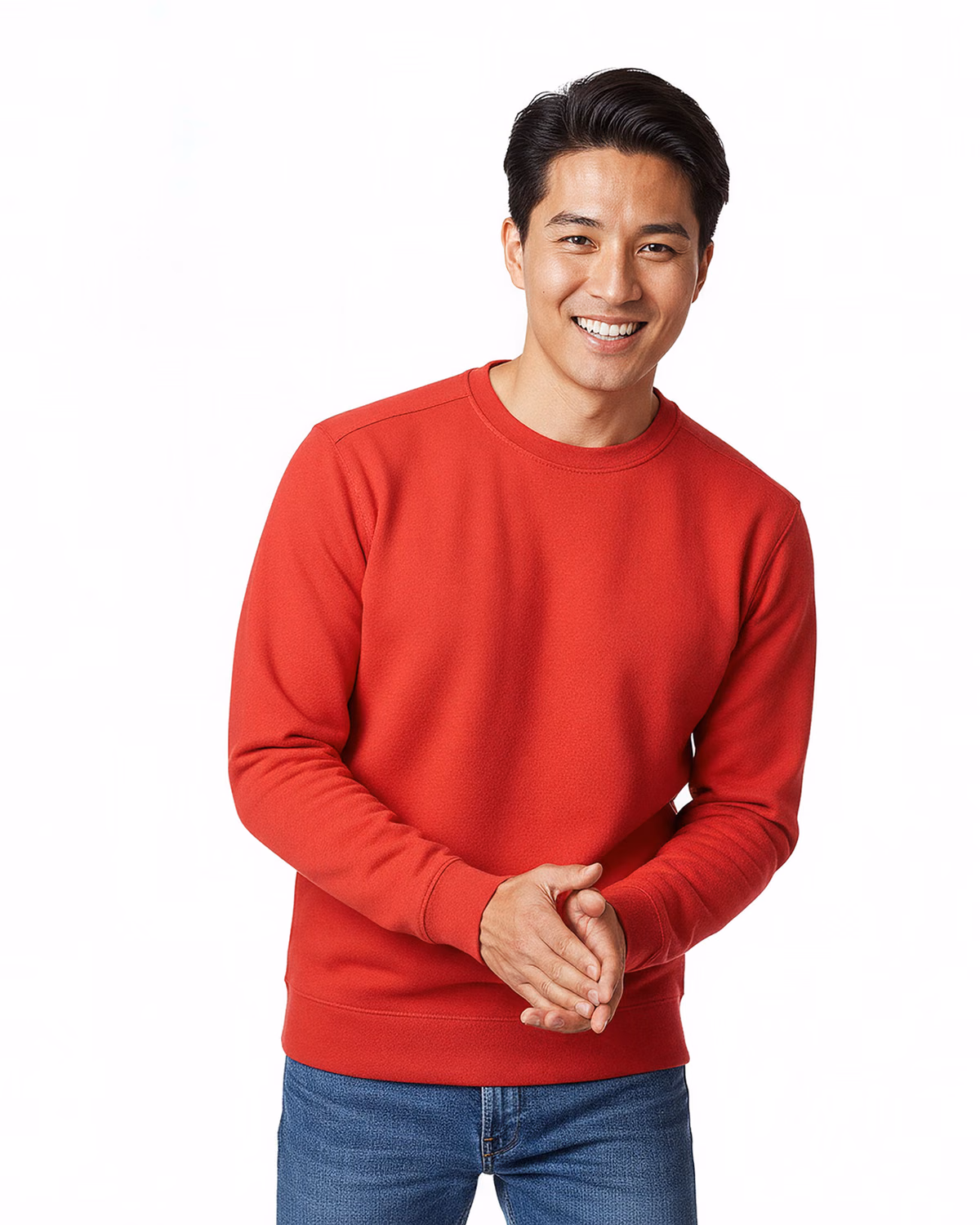 Custom Clique Haven Recycled Mens Crewneck Sweatshirt — Red front