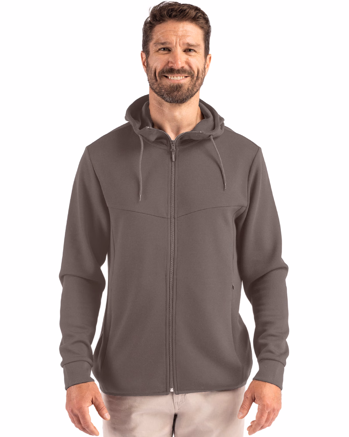 Custom Clique Haven Recycled Mens Full Zip Hooded Sweatshirt — Pure Slate front