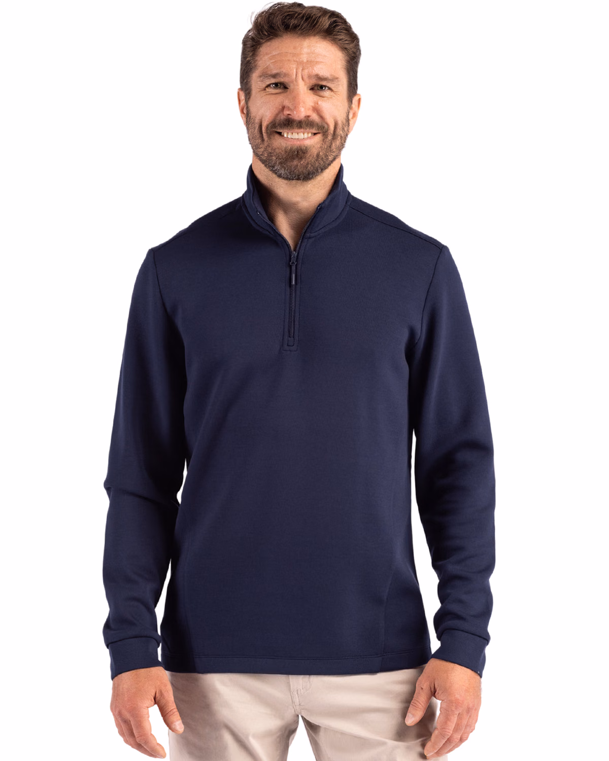 Custom Clique Haven Recycled Mens Quarter Zip Sweatshirt — Dark Navy front