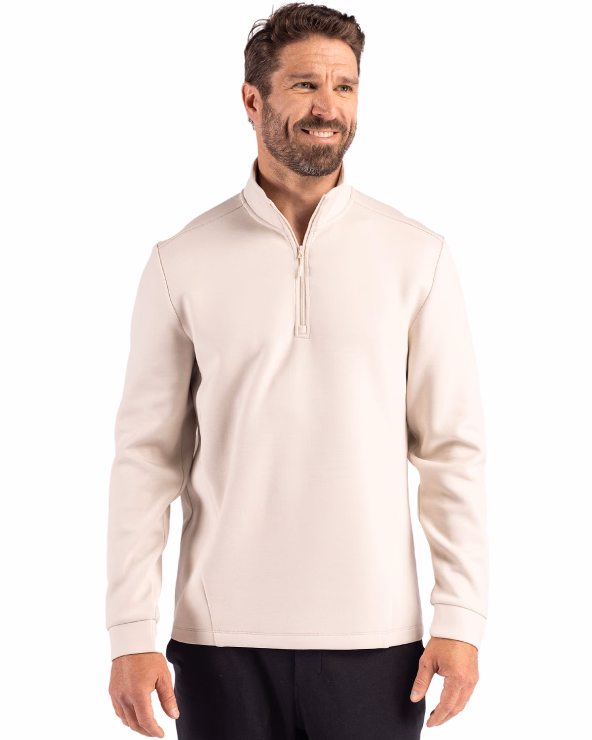 Custom Clique Haven Recycled Mens Quarter Zip Sweatshirt — Fog front