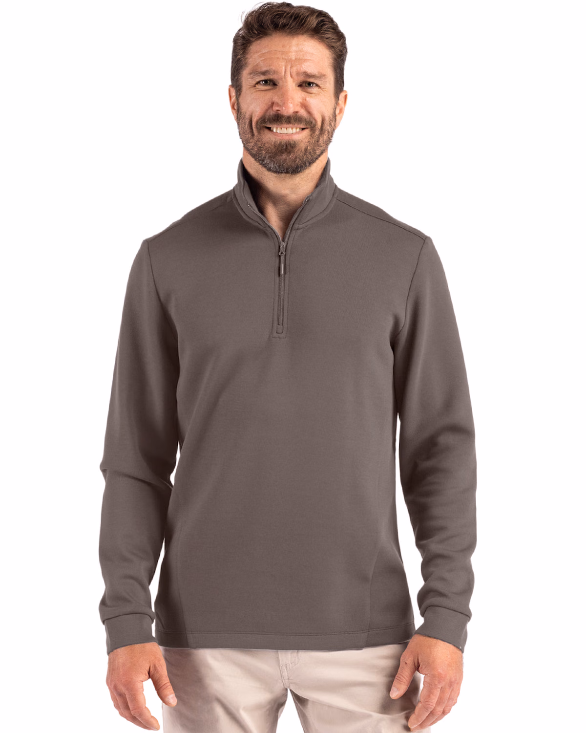 Custom Clique Haven Recycled Mens Quarter Zip Sweatshirt — Pure Slate front