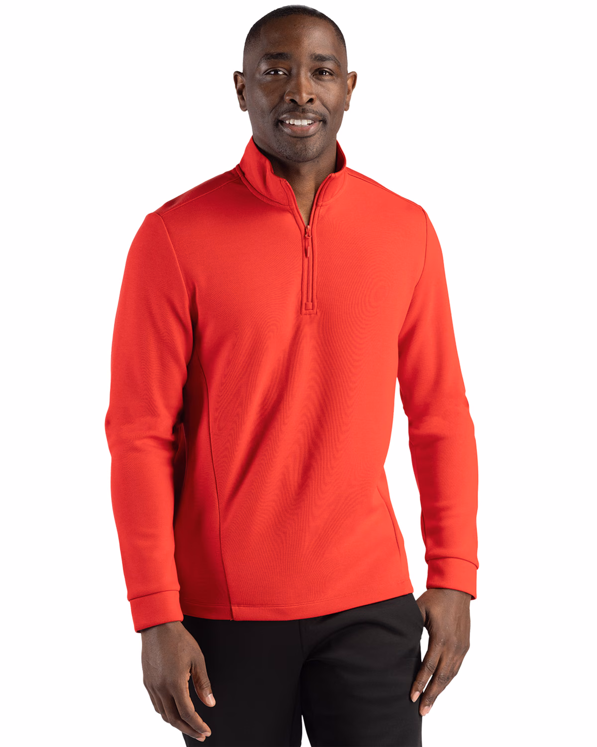 Custom Clique Haven Recycled Mens Quarter Zip Sweatshirt — Red front