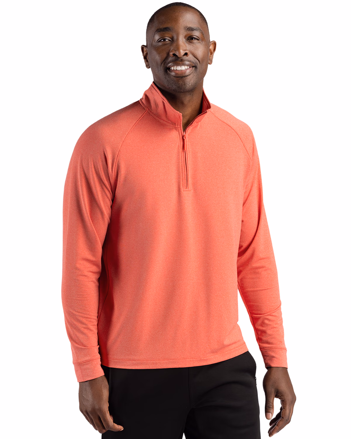 Custom Clique Dash Recycled Mens Quarter Zip Sweatshirt — Red Heather front