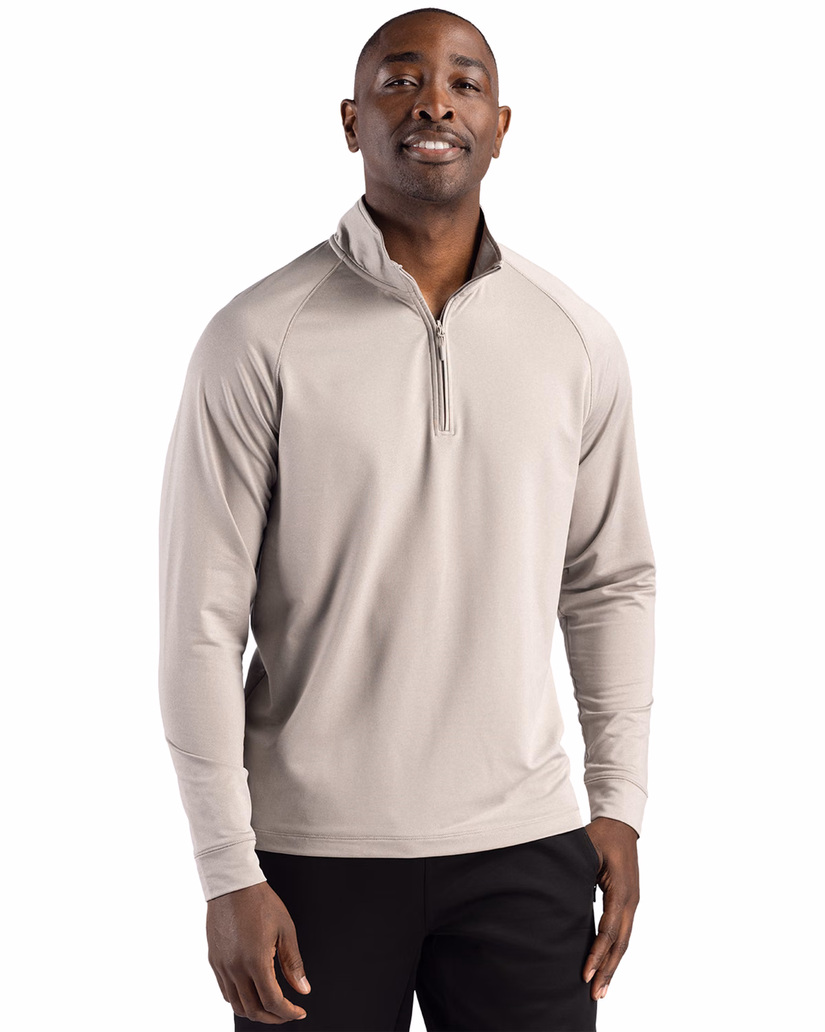Custom Clique Dash Recycled Mens Quarter Zip Sweatshirt — Silver Grey Heather front