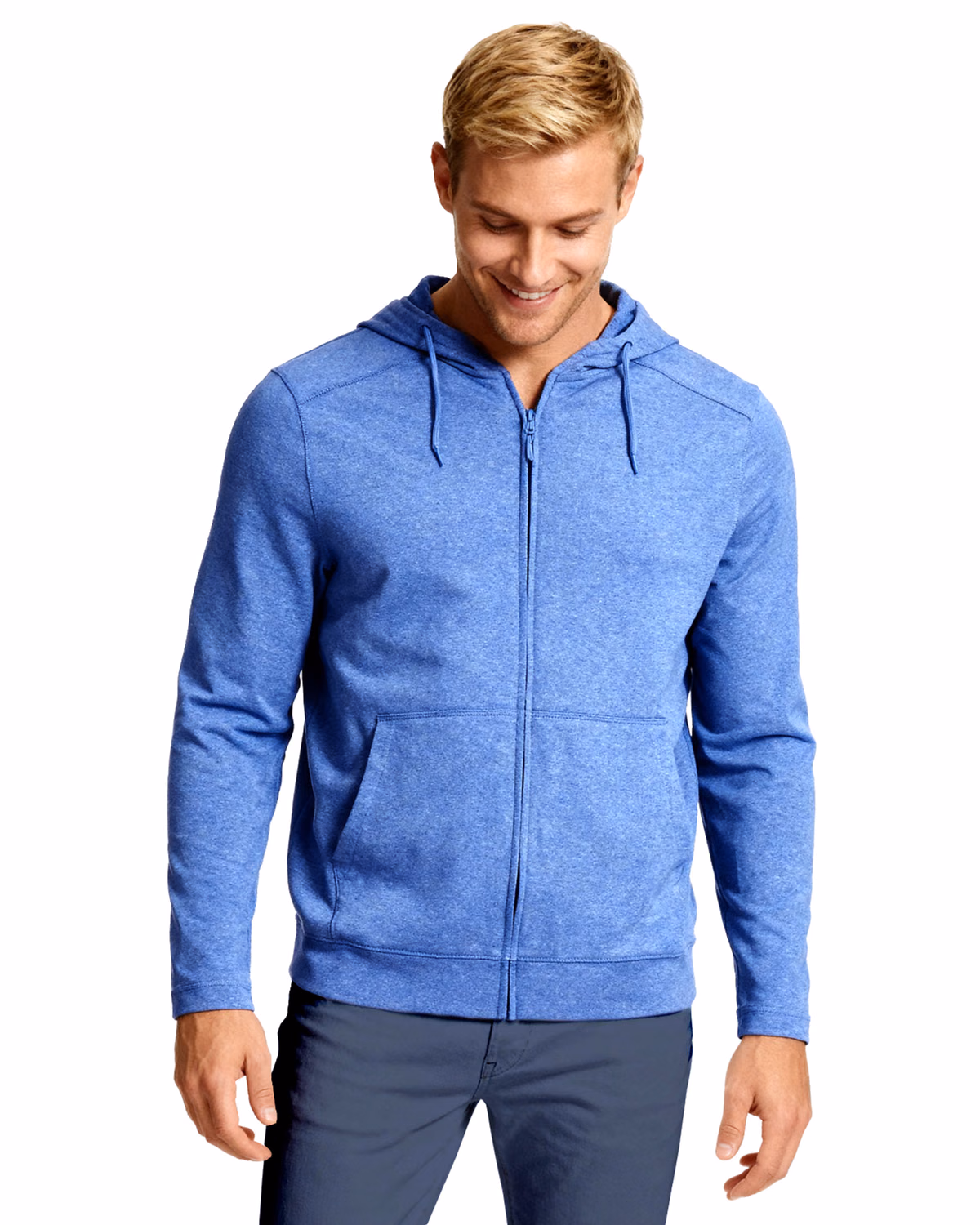 Custom Clique Dash Recycled Mens Full Zip Hooded Sweatshirt — Royal Blue Heather front