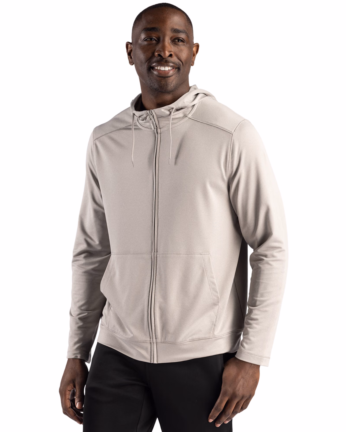 Custom Clique Dash Recycled Mens Full Zip Hooded Sweatshirt — Silver Grey Heather front